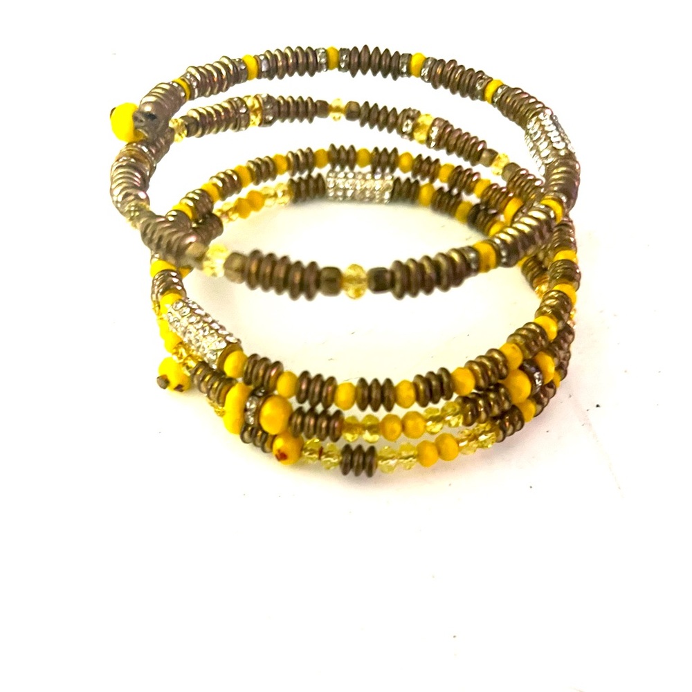 Vintage beaded yellow armlet or bracelet